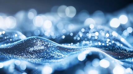 Aufkleber - Soft Blue Silky Fabric with Shimmering Bokeh for Elegant Luxury Background : Generative AI