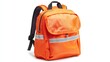 © boy 3344 - A bright orange school backpack with reflective safety strips, isolated on white, designed to catch attention for safety campaigns.