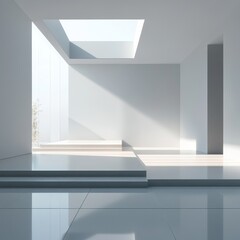 Poster - A large open space with a white ceiling and white walls