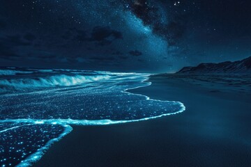 beach at night with milky way