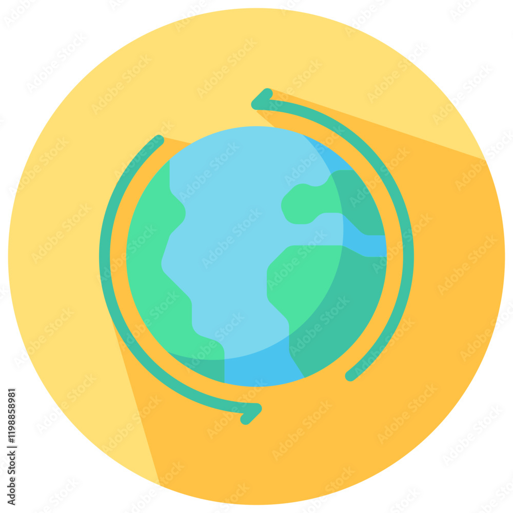 earth rotate vector round flat icon Stock Vector | Adobe Stock