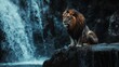 © Pure Imagination - Majestic Lion by a Waterfall in Africa