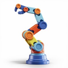 Poster - A colorful robotic arm, playful design, segments connected,  bright colors, innovative technology.