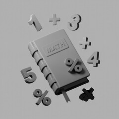 Poster - A math book with numbers and percentage symbols floating around it, illustrating mathematical concepts.
