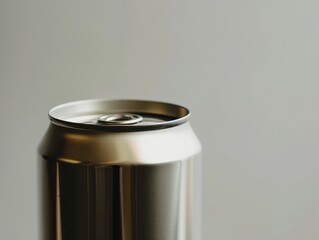 Wall Mural - Shiny metallic drink can with closed lid in soft natural light