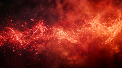 Wall Mural - cosmic nebula swirling with red and orange colours on night sky, abstract background. generative ai