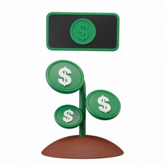 Poster - A 3D rendering of a money tree, symbolizing financial growth and investment returns.