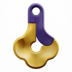Aufkleber - Abstract 3D render of a playful, interlocking design featuring gold and purple components.