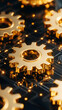© 用脚 开门 - Elegant golden gears on a tech background