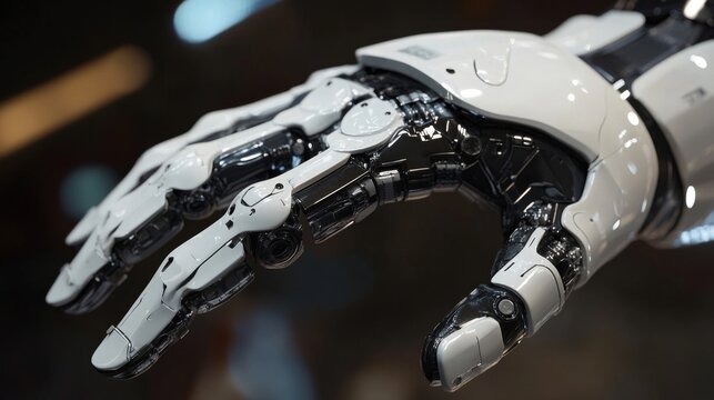 Close-up of a Detailed Robotic Hand with Advanced Mechanisms