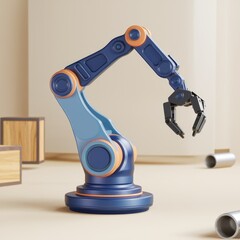 Poster - A robotic arm with a three-fingered claw, industrial automation, futuristic technology.