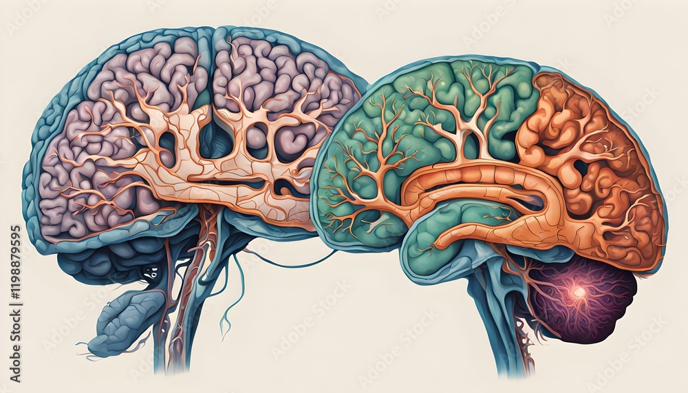 Anatomy sketch. This image shows a highly intricate and detailed cross ...
