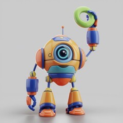 Poster - A colorful, friendly robot holds a ring, displaying a playful and cheerful demeanor.