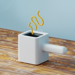 Leinwandbilder - A minimalist 3D rendering of a white mug with steam, suggesting coffee or tea.