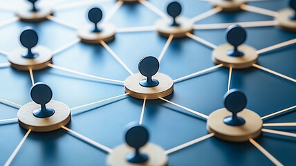 Poster - networking connections: abstract image depicting a network of interconnected nodes, symbolizing coll