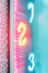 Poster - Neon Tech Digital Scoreboard Sleek Interface in South Korean Stadium - Cutting-Edge Designs for Sports Analytics and Global Match Engagement