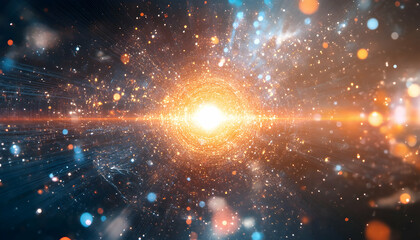 Wall Mural - radiant sun in outer space with glowing light effects -