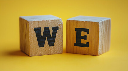Leinwandbilder - Wooden blocks with letters W and E on bright background representing connection and togetherness
