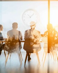 Fototapete - Cinematic Corporate Meeting Professionals in Glass-Walled Boardroom - Ethical Collaboration, Transparent Culture and Business Innovation for Modern Enterprises