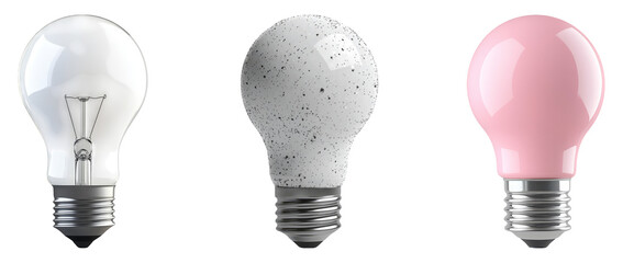 Wall Mural - Isolated Light Bulbs on Transparent Background for Creative Use