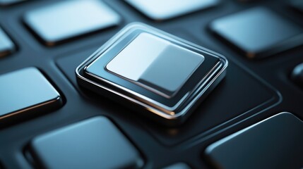 Poster - A detailed image of a computer chip on a keyboard