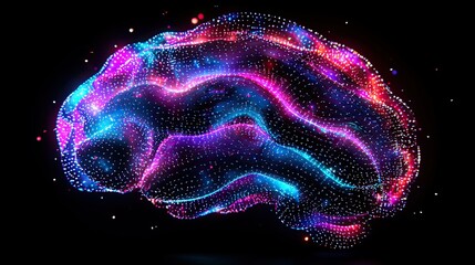 Poster - Abstract Brain Representation in Vibrant Neon Colors