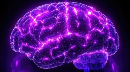Poster - Glowing Purple Human Brain Neural Network