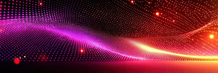Poster - Abstract Colorful Light Wave Dot Pattern Background