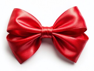 Luxurious Red Satin Bow Ribbon Isolated on White Background - Perfect for Gift Wrapping & Design