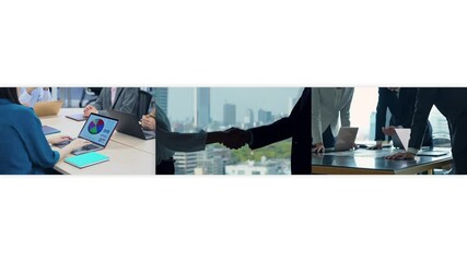 Poster - business, collage, management, handshake, shaking hands, human resources, company, meeting, conference, businessperson, people, teamwork, cooperation, marketing, strategy, allianc