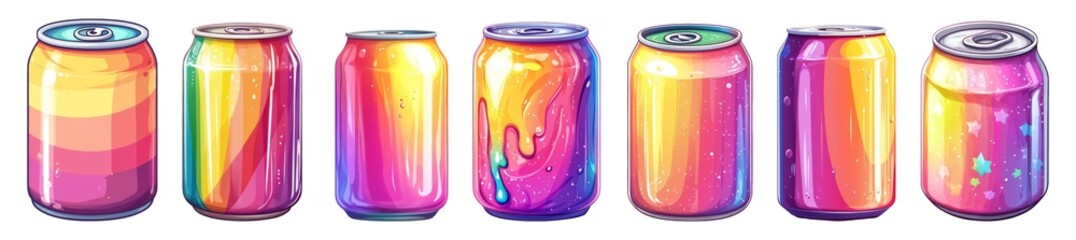 Wall Mural - Colorful Cans Collection on Transparent Background for Design Use