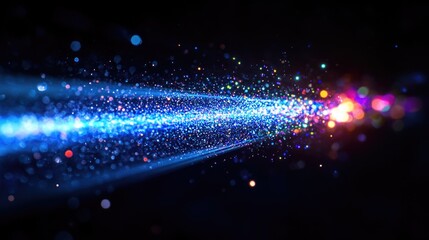 Poster - A bright blue and red light shining brightly on a black background, great for use in presentations or design projects