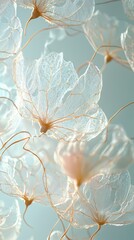 Aufkleber - Suspended in gentle drift, fragile dandelion seeds showcase their intricate forms against a soft backdrop, embodying the essence of ephemeral beauty found in nature’s quiet moments