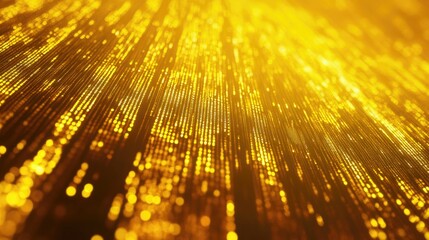 Poster - Golden abstract background with shimmering light particles creating a dynamic texture and depth in a flowing pattern Copy Space