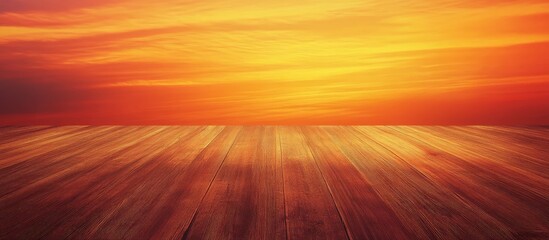 Poster - Vibrant sunset panorama with blurred ocean waves and warm orange and yellow sky Copy Space