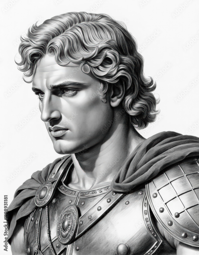 Alexander the Great pencil drawing portrait. Stock Illustration | Adobe ...