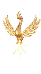 Sticker - Golden phoenix soaring with radiant wings