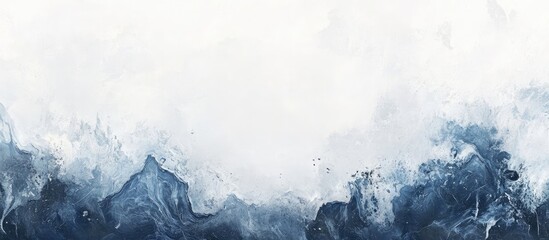 Poster - Abstract blue and white watercolor texture with waves and copy space for text placement