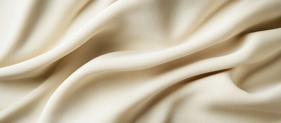 Poster - Cream colored satin fabric draping with soft folds ideal for textures and backgrounds Copy Space