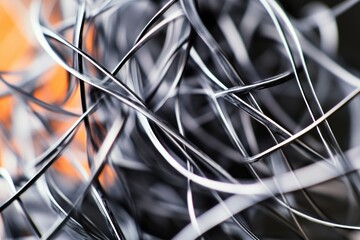 Poster - close-up shot of a bundle of black and white wires, great for technology or electronics illustration