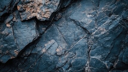 Poster - textured dark rock surface with visible layers and cracks suitable for backgrounds or structural designs Copy Space