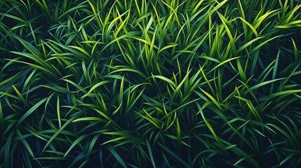 Poster - Lush green grass background texture with vibrant blades and ample copy space for text placement