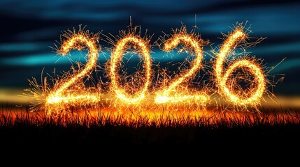 Wall Mural - Sparkler Display Forming The Year Two Thousand Twenty Six