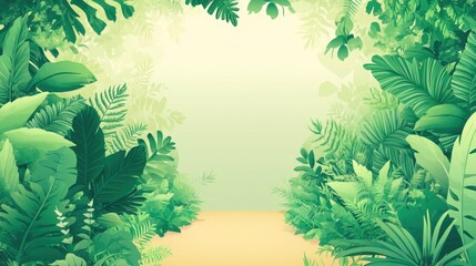 Wall Mural - lush tropical jungle background with dense foliage and soft light creating a tranquil atmosphere cop