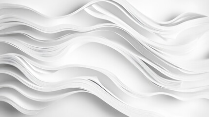 Poster - Abstract background of flowing white paper sheets creating dynamic wave patterns with soft shadows Copy Space