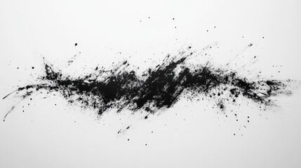 Poster - Abstract black paint splash on white background with dynamic texture and movement Copy Space