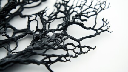 Poster - Black textured tree branches on a white background with Copy Space for text placement.