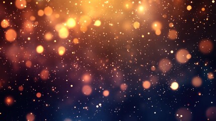 Poster - Abstract bokeh background with warm golden lights on a dark gradient backdrop Copy Space