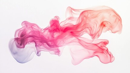 Poster - Abstract colorful smoke wave on white background with smooth flowing shapes and copy space for design or text.