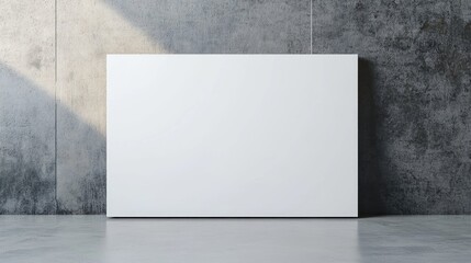 Poster - Minimalist blank canvas against a textured concrete wall with natural light shadows Copy Space